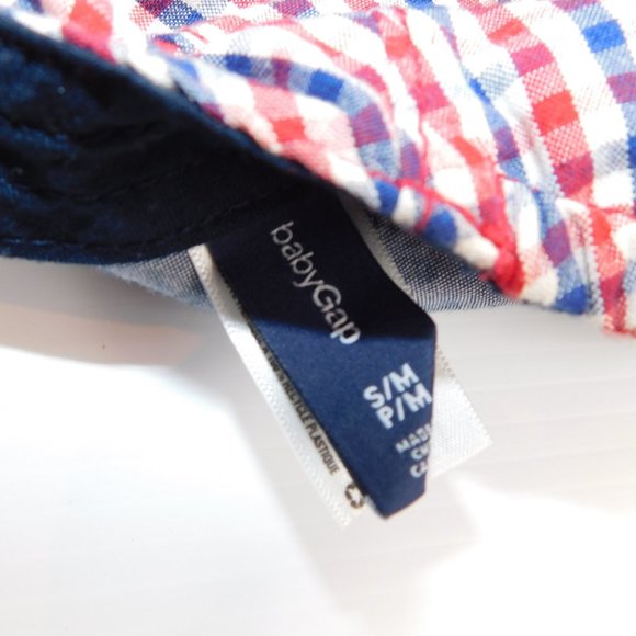 Baby Gap Boys S/M (2-3 years) Red Blue White Check Flat Top Newsboy Hat Cap - Picture 2 of 5